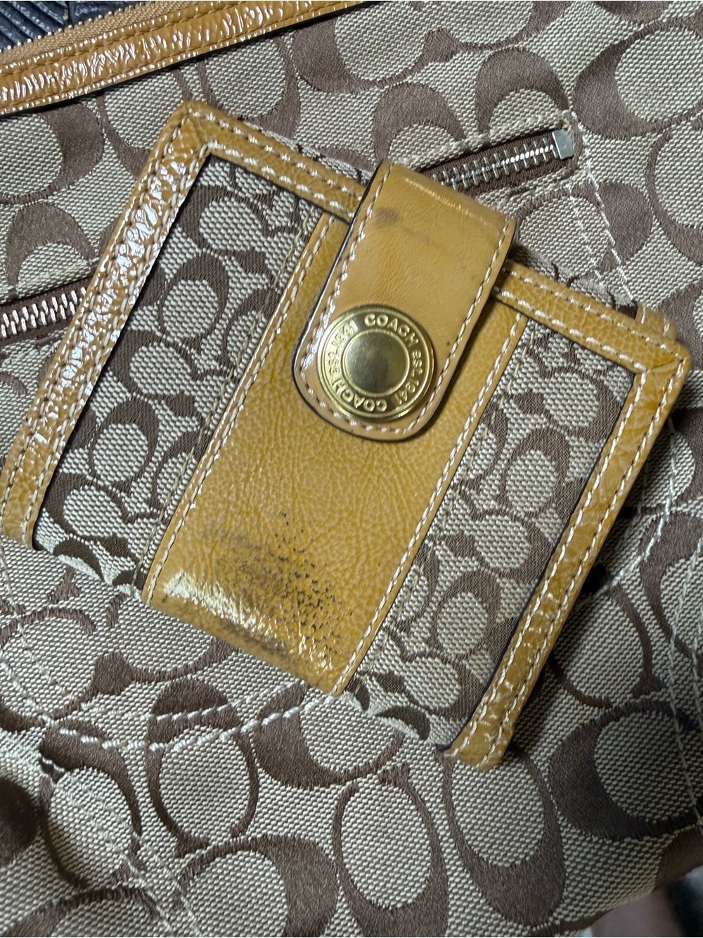 Y2K Coach Signature C Hobo Bag & Matching Wallet Set Khaki Tan Brown - Picture 12 of 13